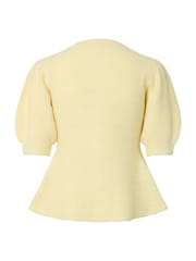 PIECES Yellow Short Sleeve Puff Knit Cardigan - Image 5 of 5