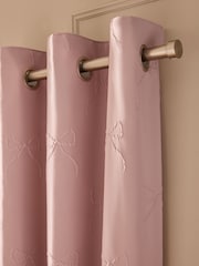 Pink Bow Textured Blackout Thermal Eyelet Curtains - Image 1 of 6