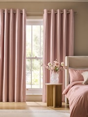 Pink Bow Textured Blackout Thermal Eyelet Curtains - Image 2 of 6