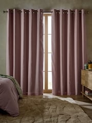 Pink Bow Textured Blackout Thermal Eyelet Curtains - Image 3 of 6