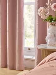 Pink Bow Textured Blackout Thermal Eyelet Curtains - Image 5 of 6