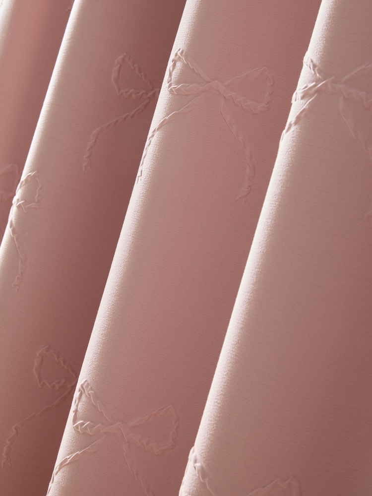 Pink Bow Textured Blackout Thermal Eyelet Curtains - Image 6 of 6 Pink Bow Textured Blackout Thermal Eyelet Curtains - Image 6 of 6