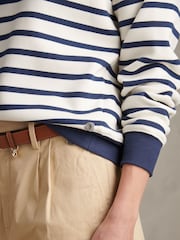 U.S. Polo Assn White/Blue Stripe Crew Neck Sweat Top - Image 2 of 7