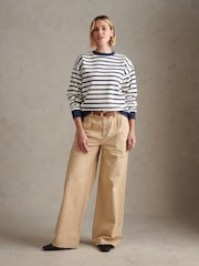 U.S. Polo Assn White/Blue Stripe Crew Neck Sweat Top - Image 3 of 7