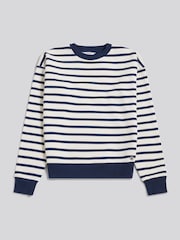 U.S. Polo Assn White/Blue Stripe Crew Neck Sweat Top - Image 5 of 7