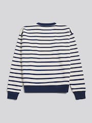 U.S. Polo Assn White/Blue Stripe Crew Neck Sweat Top - Image 6 of 7