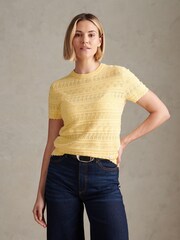 U.S. Polo Assn. Yellow Pointelle Knit T-Shirt - Image 1 of 8