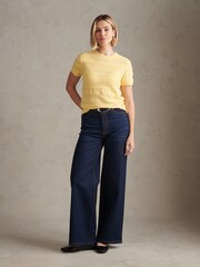 U.S. Polo Assn. Yellow Pointelle Knit T-Shirt - Image 3 of 8