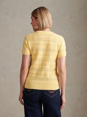U.S. Polo Assn. Yellow Pointelle Knit T-Shirt - Image 4 of 8