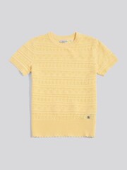 U.S. Polo Assn. Yellow Pointelle Knit T-Shirt - Image 6 of 8