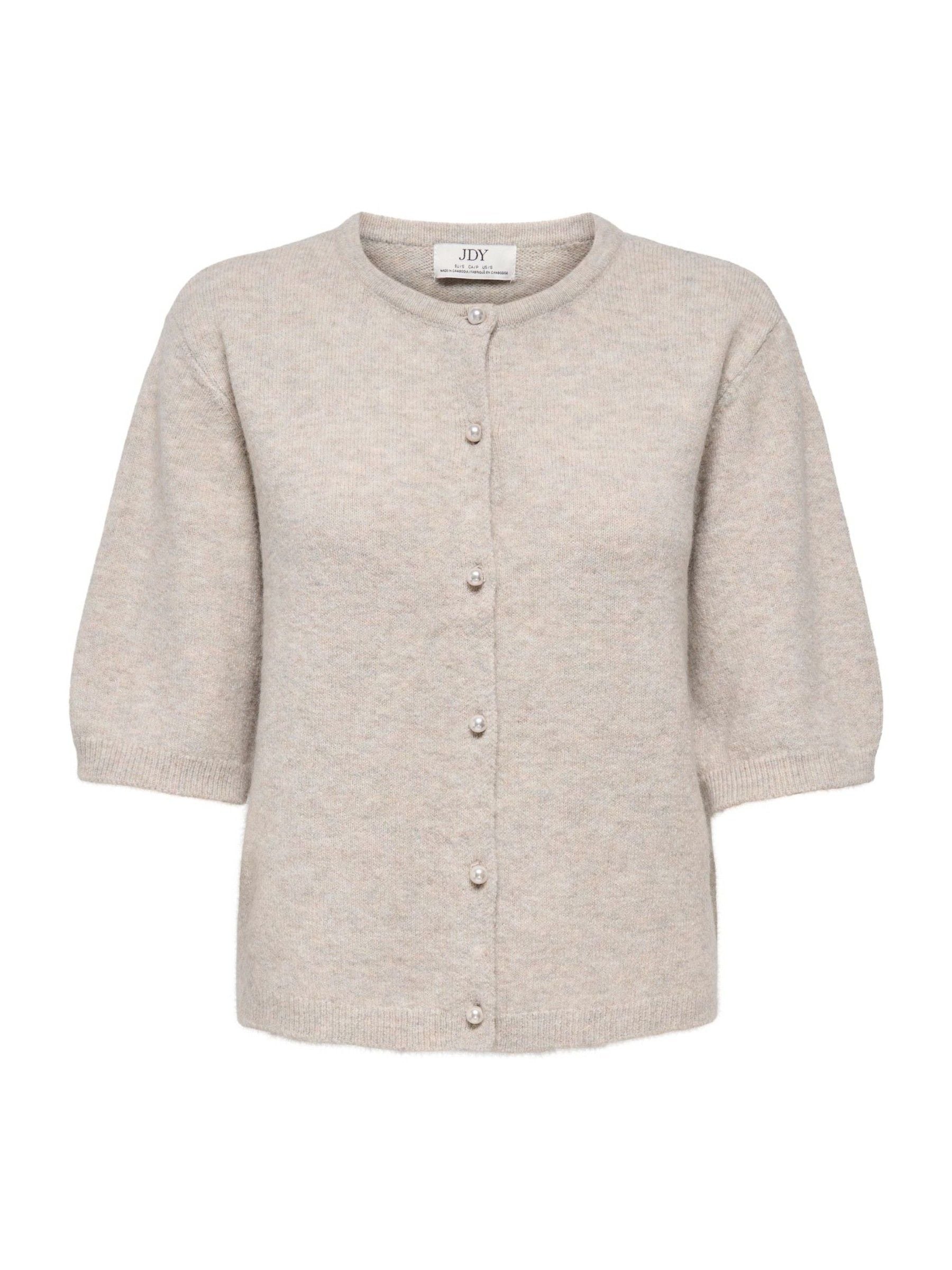Buy JDY Natural Short Sleeve Pearl Button Cardigan from the Next