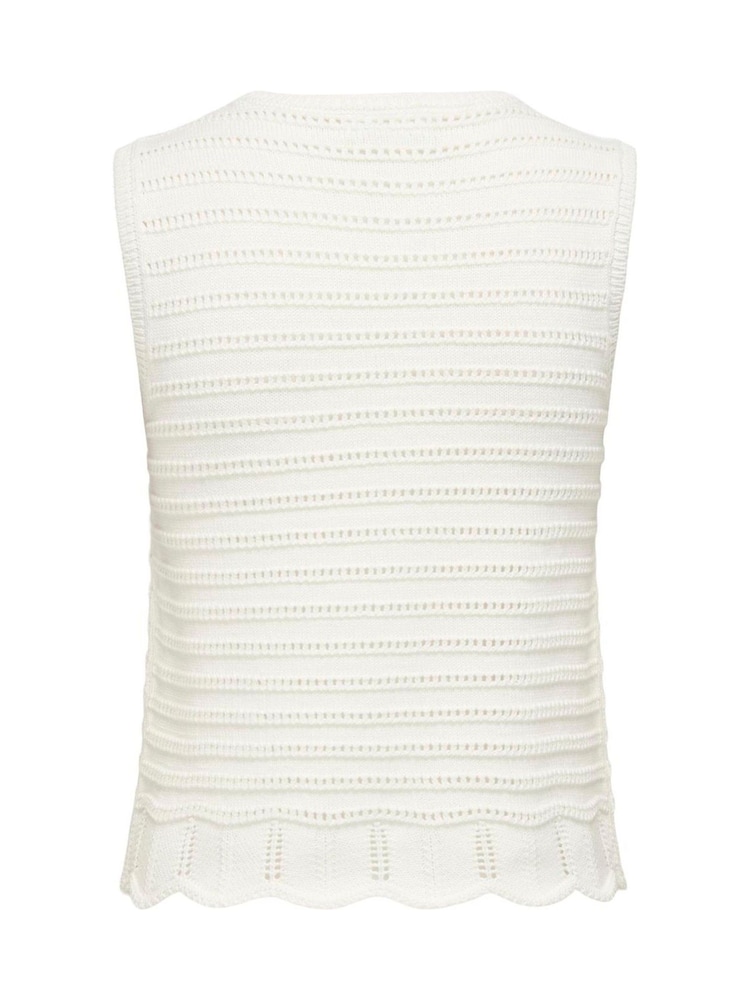 JDY White Crochet Detail Sleeveless Knitted Vest - Image 6 of 6 JDY White Crochet Detail Sleeveless Knitted Vest - Image 6 of 6