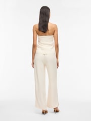 Vila Cream High Waisted Wide Leg Tailored Trousers - Image 3 of 7