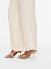 Vila Cream High Waisted Wide Leg Tailored Trousers - Image 4 of 7