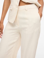 Vila Cream High Waisted Wide Leg Tailored Trousers - Image 5 of 7