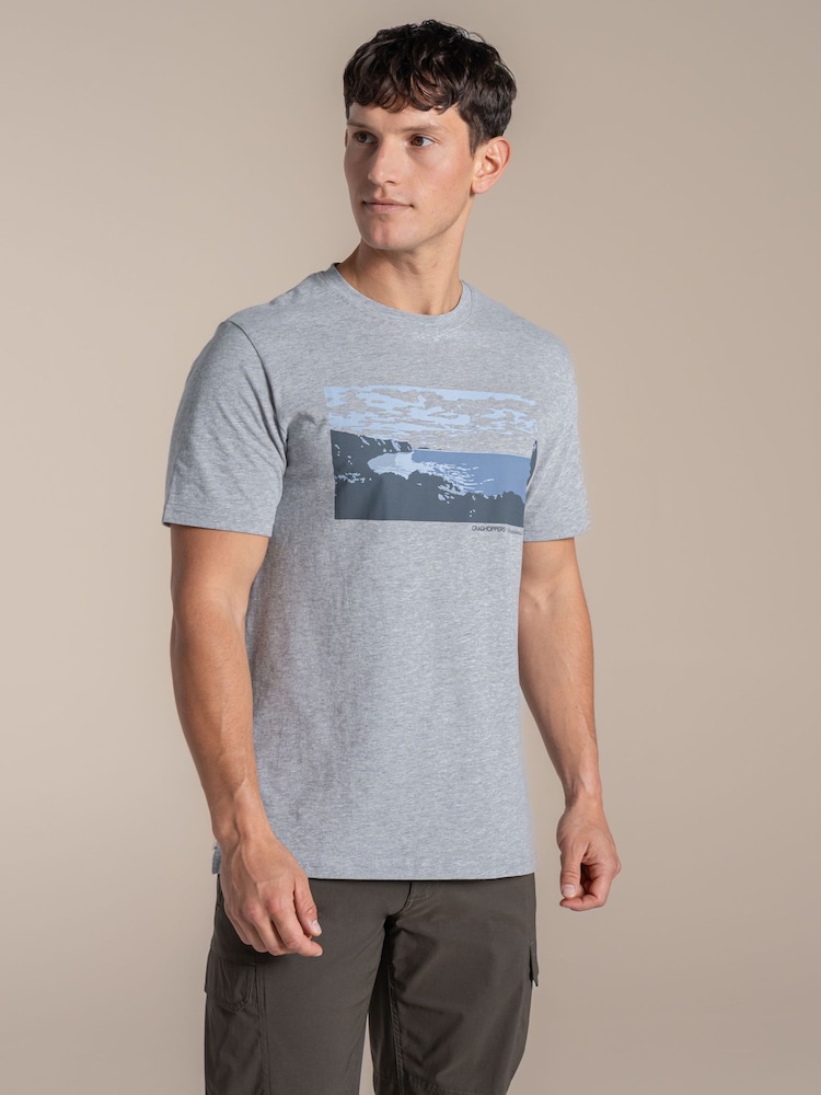 Craghoppers Grey National Trust Sabden Short Sleeved T-Shirt - Image 1 of 4 Craghoppers Grey National Trust Sabden Short Sleeved T-Shirt - Image 1 of 4