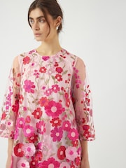 Y.A.S Pink Bouquet Embellished 3/4 Sleeve Mini Dress - Image 3 of 3