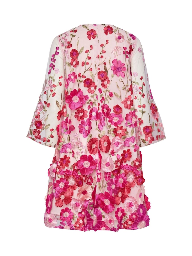 Y.A.S Pink Bouquet Embellished 3/4 Sleeve Mini Dress - Image 5 of 5