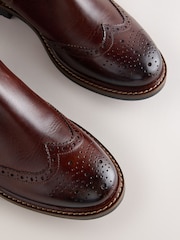 Tan Brown Brogue Leather Chelsea Boots - Image 3 of 6