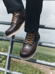 Red/Brown Leather Apron Boots - Image 1 of 1