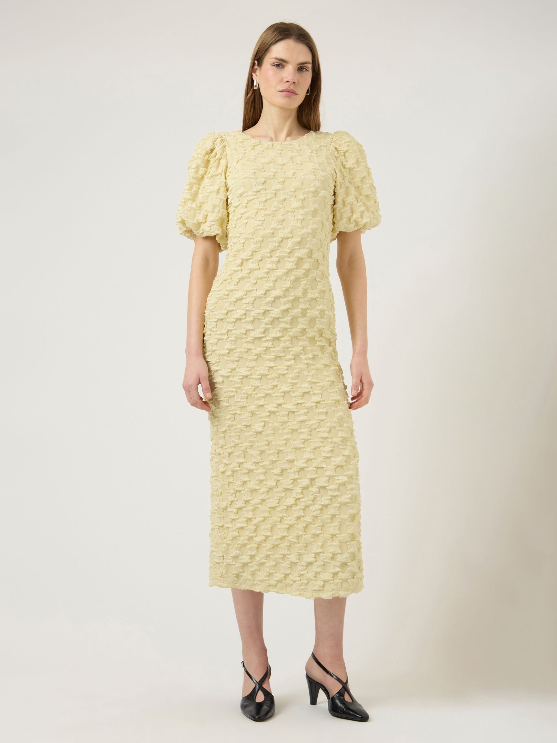 Buy Y.A.S Yellow Puff Sleeve Jacquard Maxi Dress from Next USA