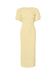 Y.A.S Yellow Puff Sleeve Jacquard Maxi Dress - Image 1 of 1
