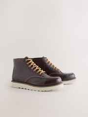 Brown Leather Apron Boots - Image 1 of 5