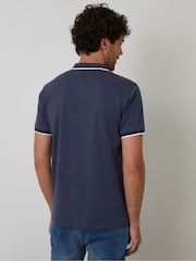 Threadbare Blue Jetted Pocket Cotton Interlock Polo Shirt - Image 3 of 4