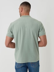 Verde - Threadbare Textured Quarter Zip Polo Shirt - Imagen 2 de 5