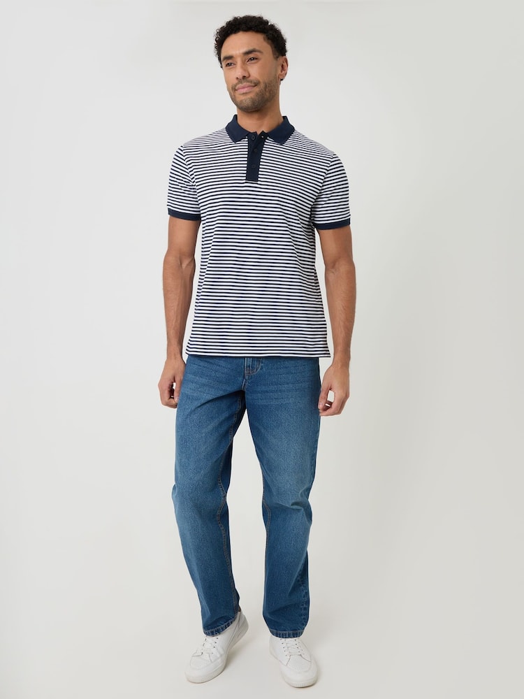 Threadbare Stripe Cotton Pique Polo Shirt - Imagen 4 de 4