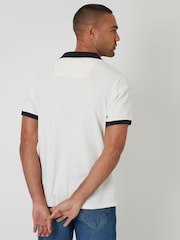 Threadbare White Trophy Neck Waffle Polo Shirt - Image 3 of 4