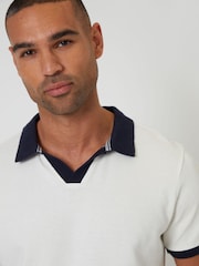 Threadbare White Trophy Neck Waffle Polo Shirt - Image 4 of 4