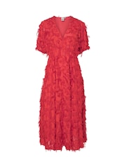 Y.A.S Textured V-Neck Midi Dress - Image 1 of 1