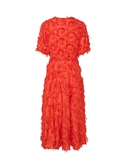 Y.A.S Red Textured V-Neck Midi Dress - Image 3 of 3