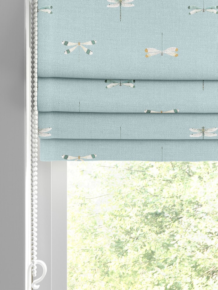 Sophie Allport Blue Stripe Water Colour Dragonfly Made to Roman Measure Curtains - Image 2 of 6 Sophie Allport Blue Stripe Water Colour Dragonfly Made to Roman Measure Curtains - Image 2 of 6