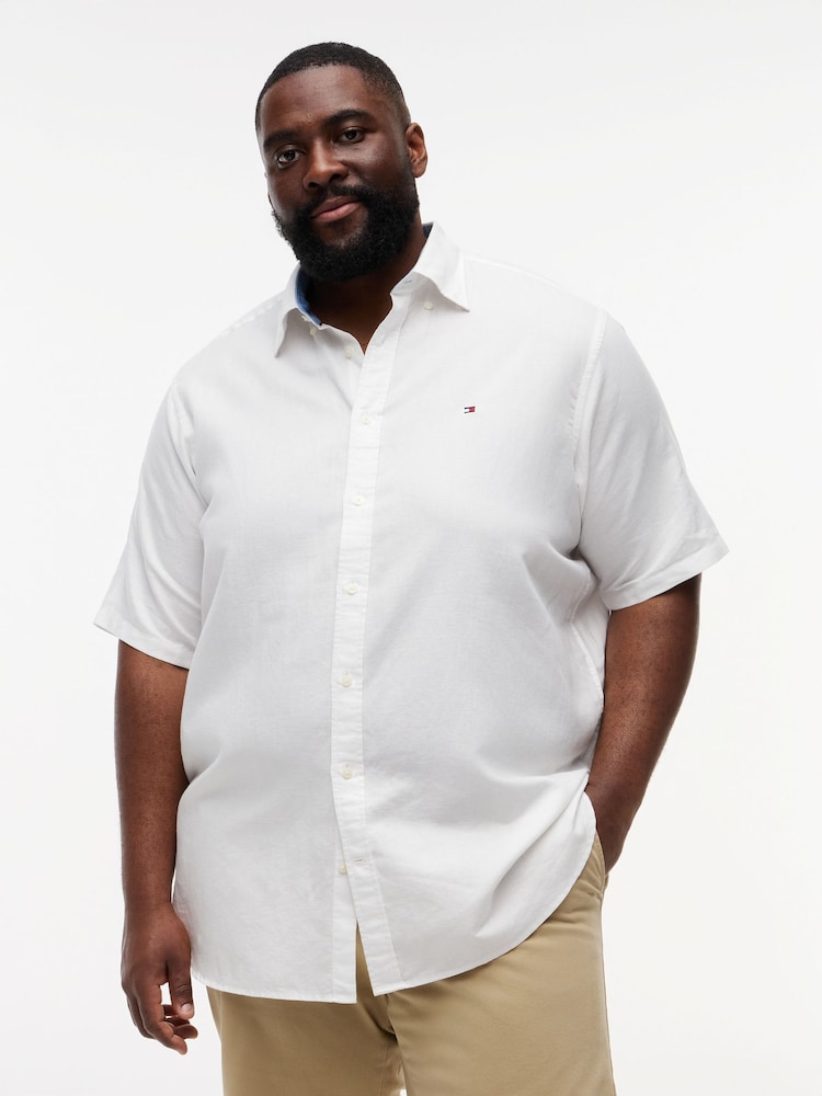 Tommy Hilfiger White Short Sleeve Linen Shirt - Image 1 of 4 Tommy Hilfiger White Short Sleeve Linen Shirt - Image 1 of 4