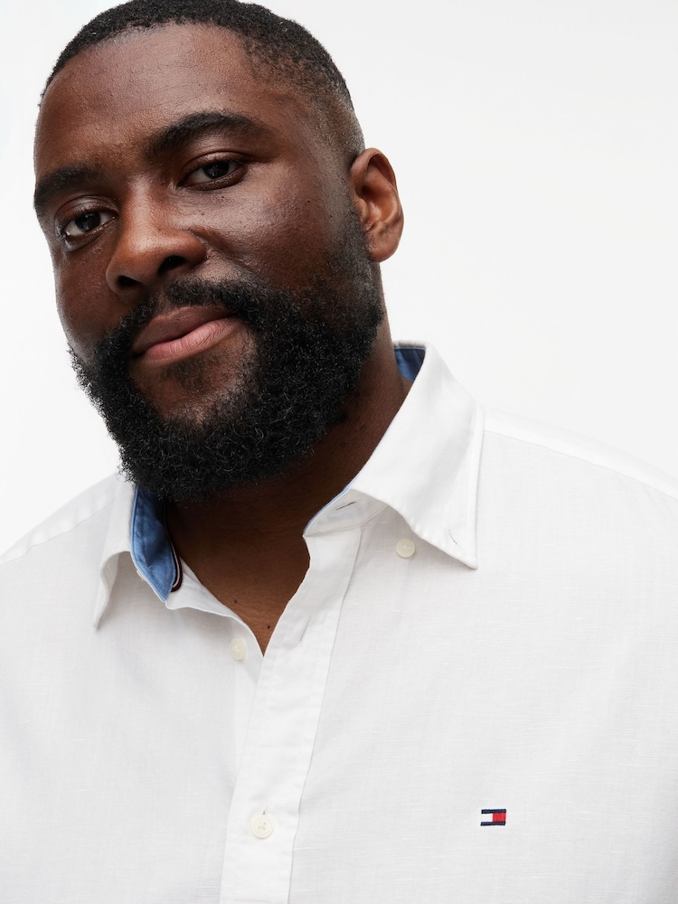 Tommy Hilfiger White Short Sleeve Linen Shirt - Image 2 of 4 Tommy Hilfiger White Short Sleeve Linen Shirt - Image 2 of 4