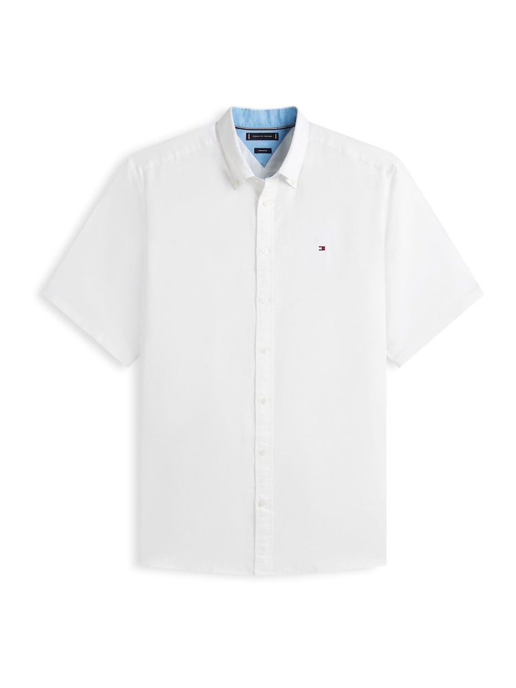Tommy Hilfiger White Short Sleeve Linen Shirt - Image 4 of 4 Tommy Hilfiger White Short Sleeve Linen Shirt - Image 4 of 4