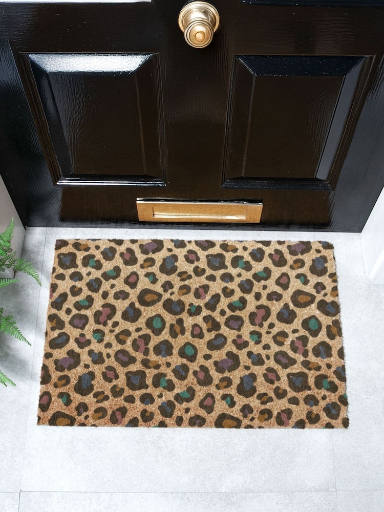 Artsy Mats Multi Colour Leopard Print Doormat - Imaginea 1 din 12