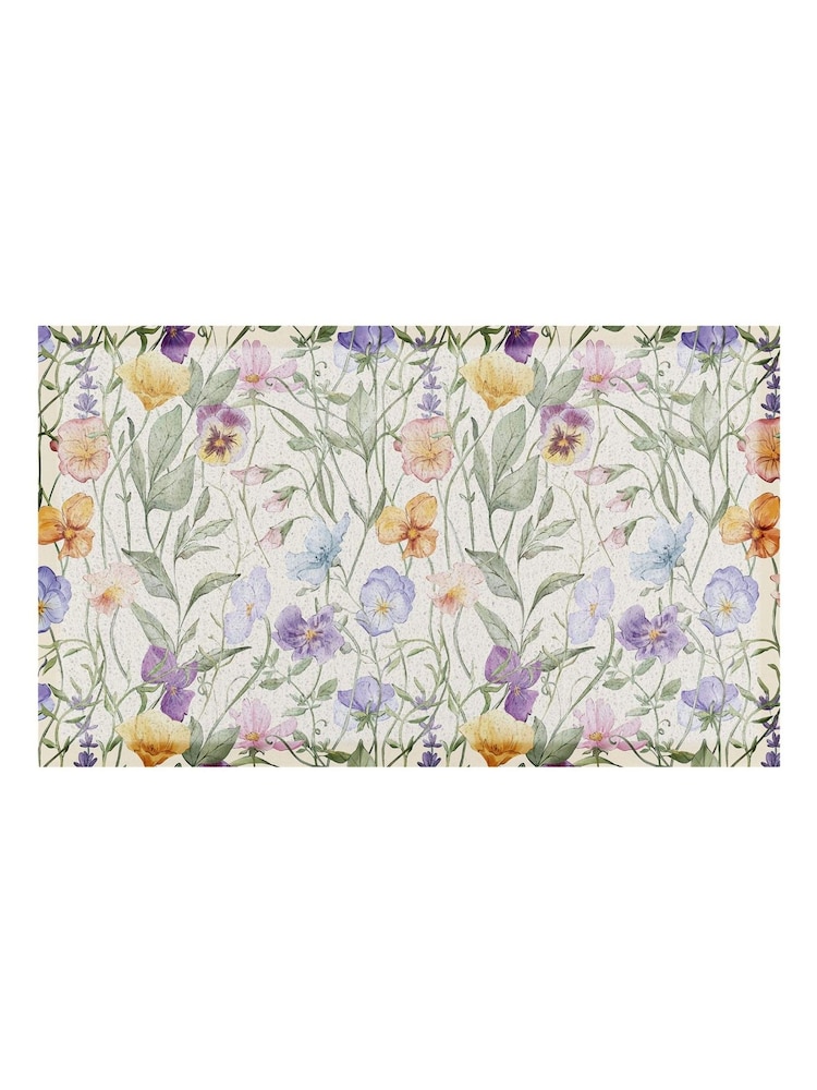Artsy Mats Multi Watercolour Wild Flowers Doormat - Image 2 of 2
