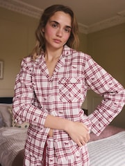 Red/Cream Check Flannel Button Through Pyjamas - Image 5 of 8