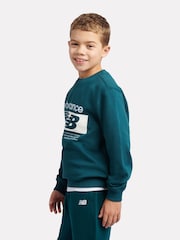 New Balance Green Players Graphic French Terry Crew Neck Sweat Top - Image 2 of 8