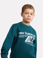 New Balance Green Players Graphic French Terry Crew Neck Sweat Top - Image 4 of 8