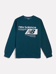 New Balance Green Players Graphic French Terry Crew Neck Sweat Top - Image 6 of 8