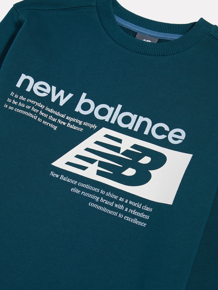 New Balance Green Players Graphic French Terry Crew Neck Sweat Top - Image 8 of 8