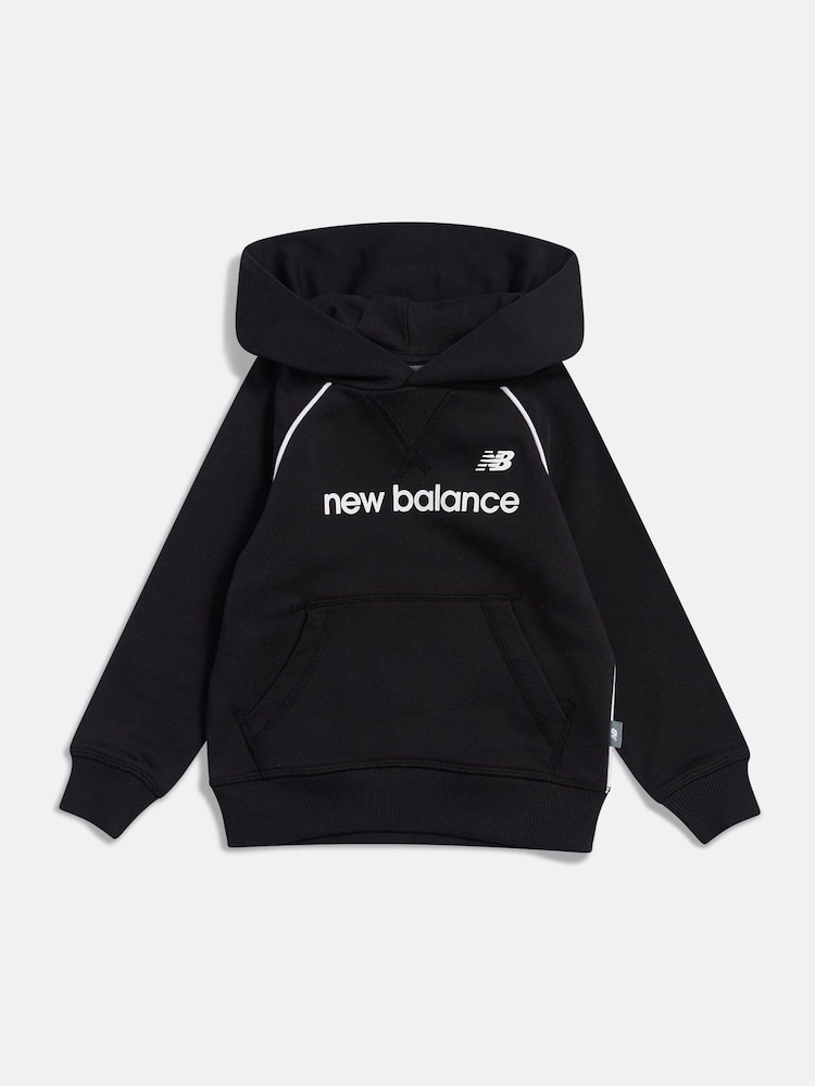 New Balance Black Linear Graphic French Terry Hoodie - Image 1 of 3 New Balance Black Linear Graphic French Terry Hoodie - Image 1 of 3