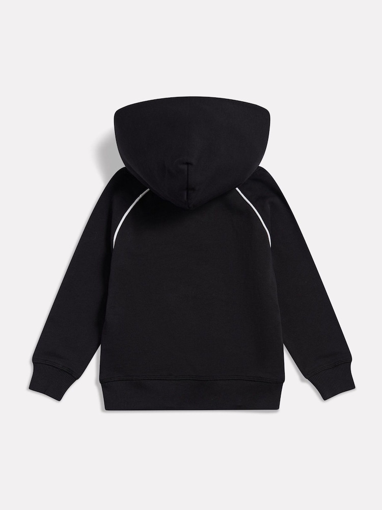 New Balance Black Linear Graphic French Terry Hoodie - Image 2 of 3 New Balance Black Linear Graphic French Terry Hoodie - Image 2 of 3