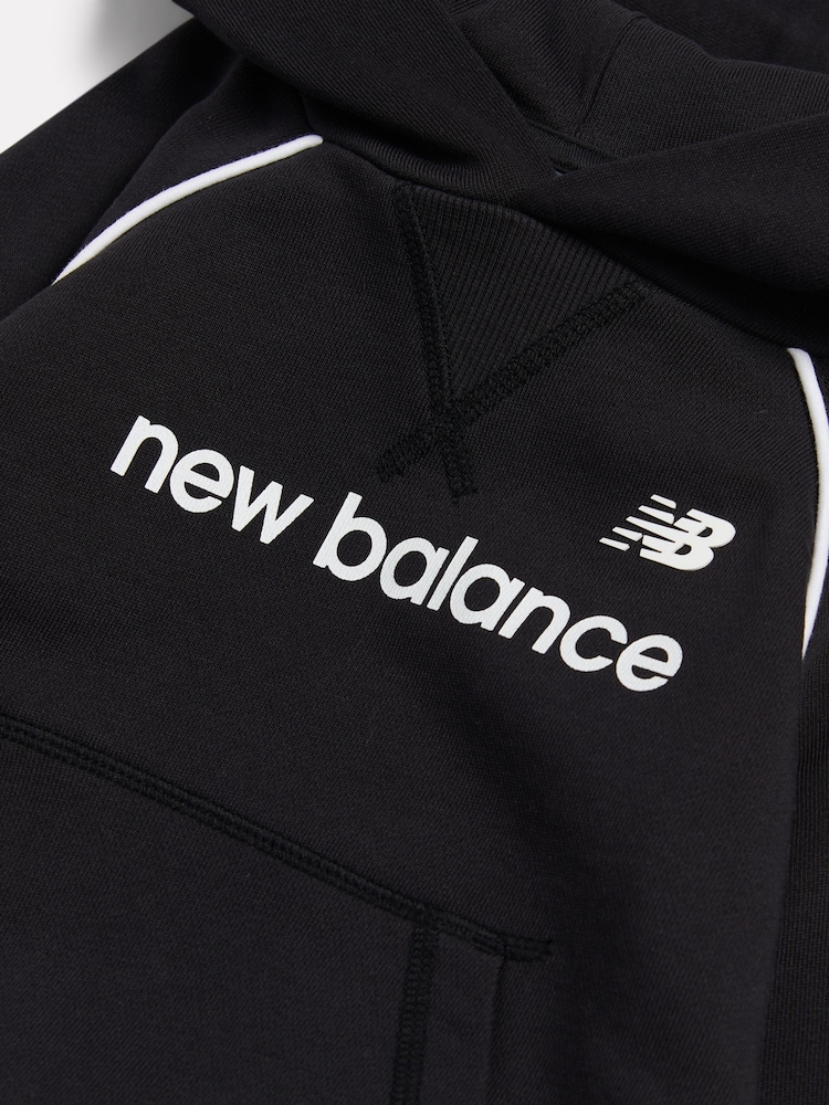 New Balance Black Linear Graphic French Terry Hoodie - Image 3 of 3 New Balance Black Linear Graphic French Terry Hoodie - Image 3 of 3