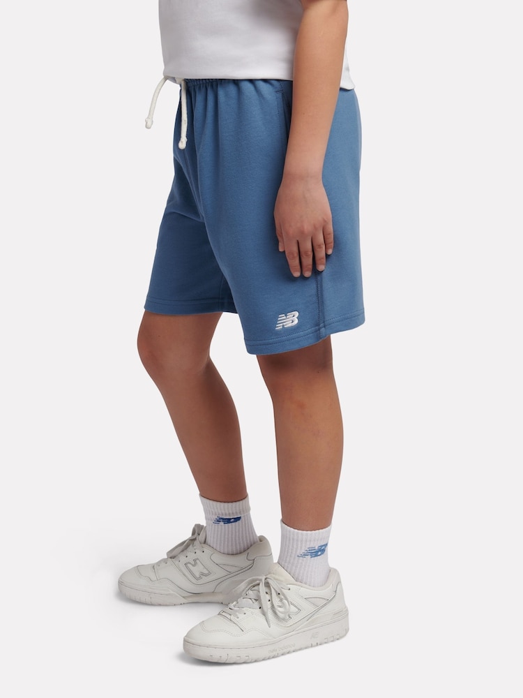 New Balance Blue French Terry Small Logo Shorts - Image 2 of 16