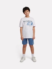 New Balance Blue French Terry Small Logo Shorts - Image 5 of 16